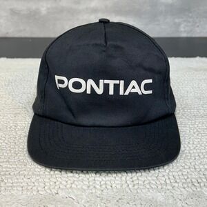 90s Vintage Pontiac Snapback Trucker Hat OSFA Dad Cap Black Car Guy Spellout